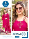 Mitali By Kaya Checks Slub Handwork Kurti With Bottom Dupatta